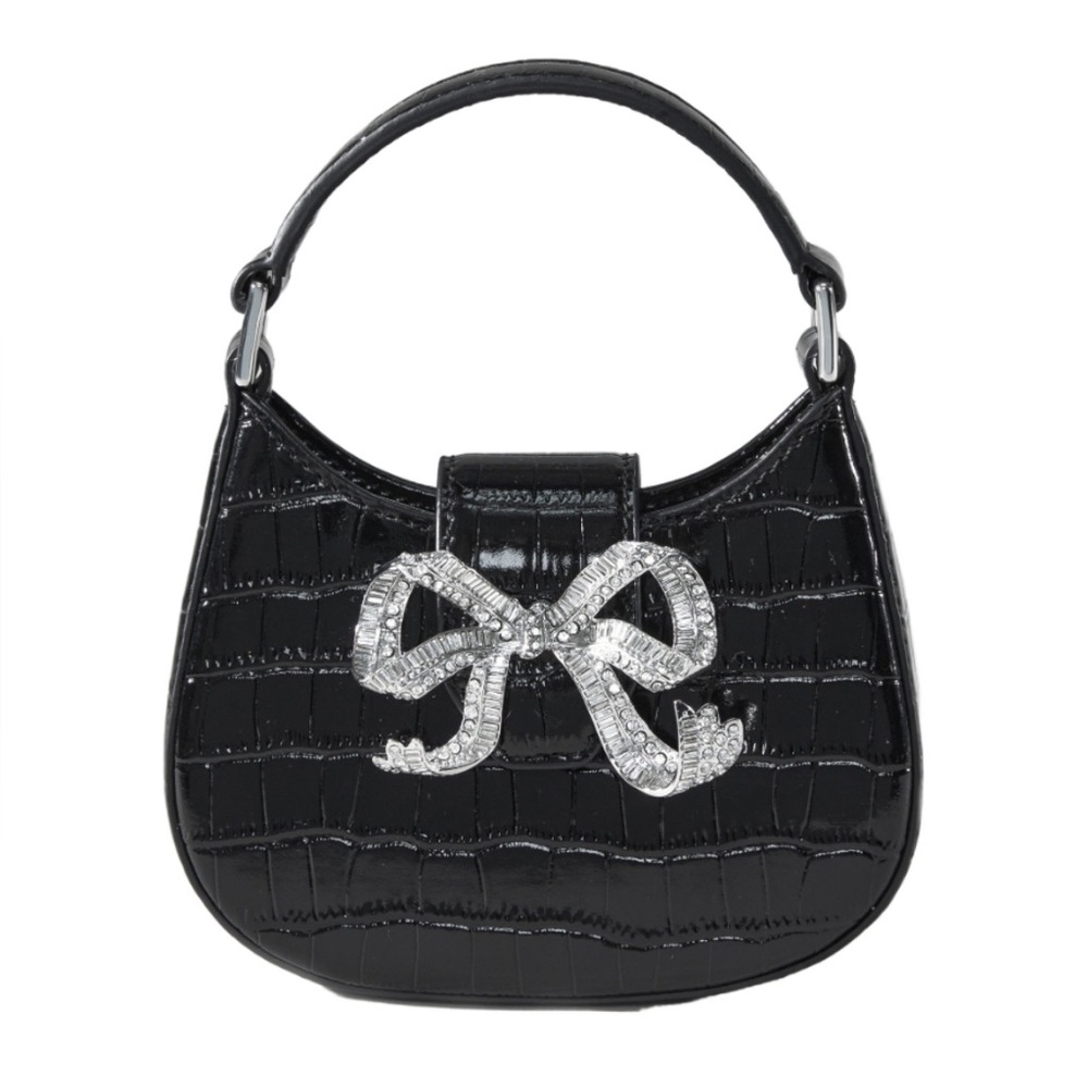 Self-Portrait Croc Crescent Bow Micro Bag